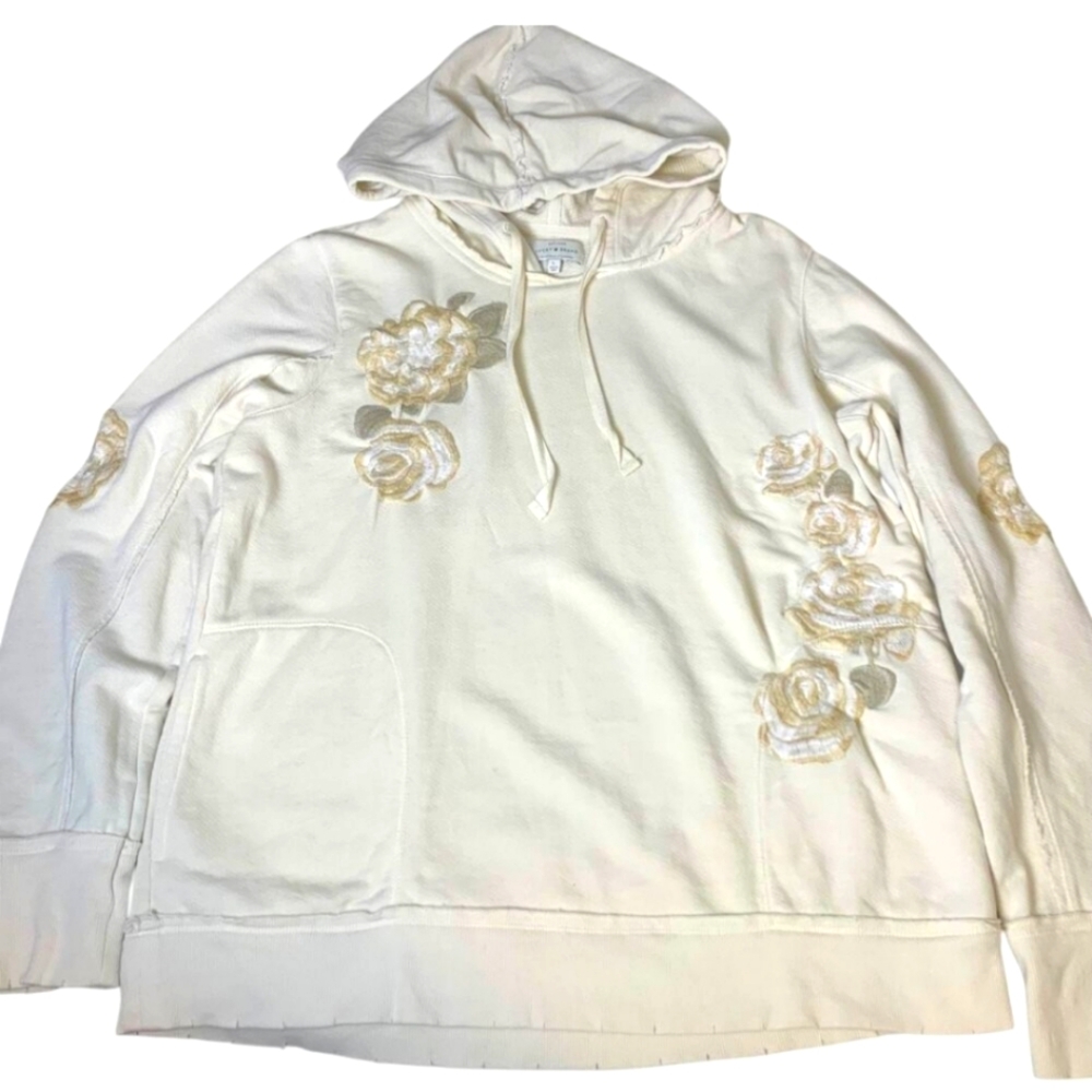 Lucky Brand White Floral Hoodie L